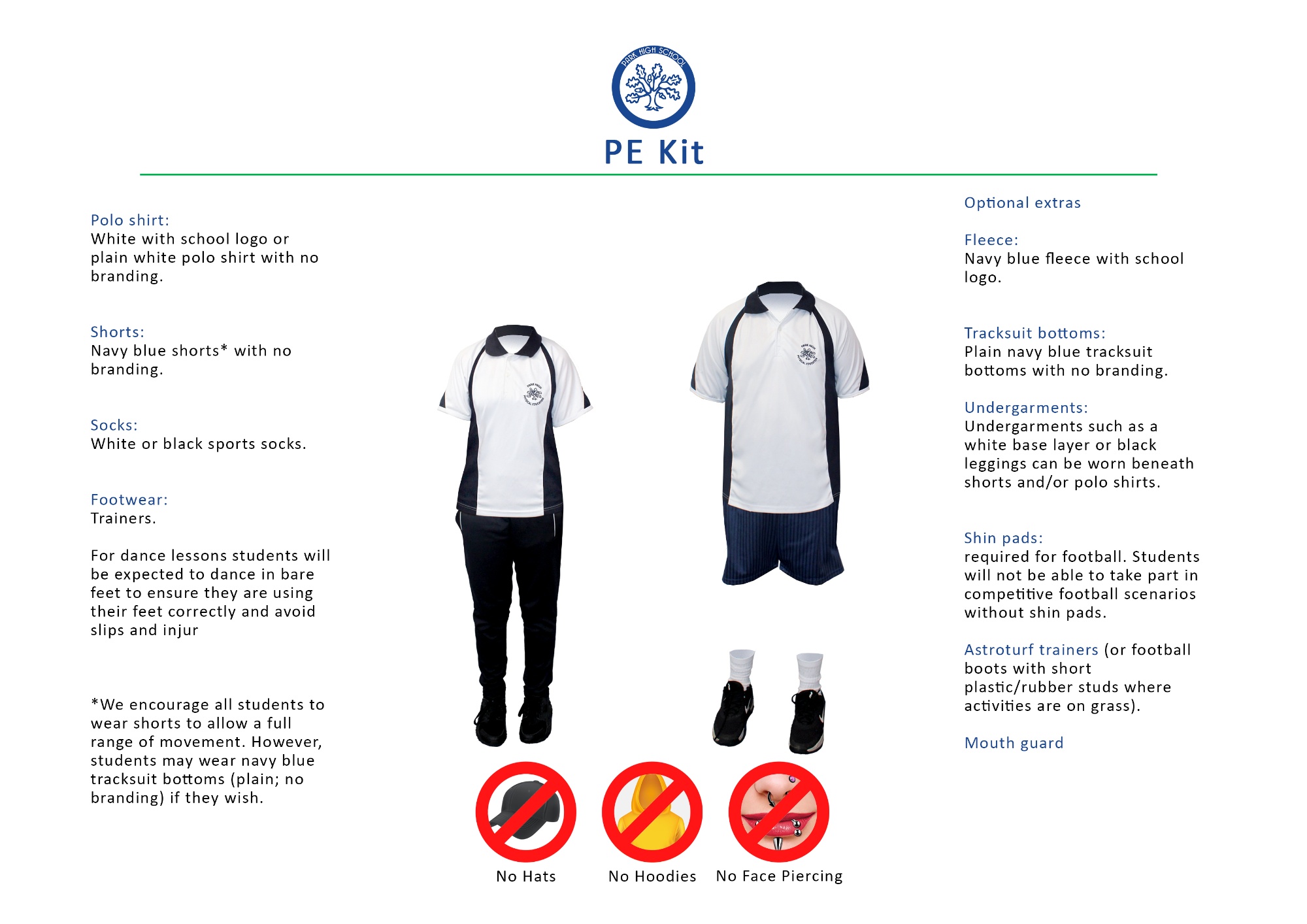 PE Kit Polo shirt shorts jogging bottoms fleece footwear